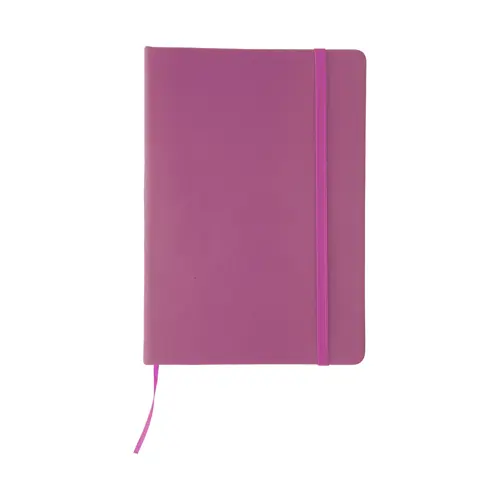 Block Notes A5 con copertina in finta pelle e 100 fogli neutri con segnalibro e cinturino in gomma coordinati