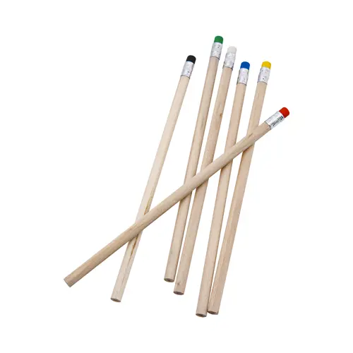 Matita in legno naturale con gomma colorata