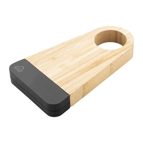 Portabottiglie con cavatappi in bambù e ABS riciclato