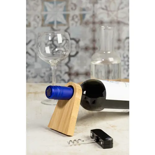 Portabottiglie con cavatappi in bambù e ABS riciclato