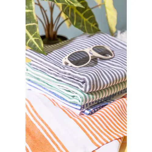 Telo mare pareo a righe bicolore cotone e poliestere 210gr 90x180cm