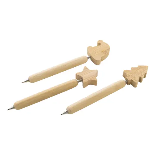 Penna a sfera natalizia in bambù refill blu