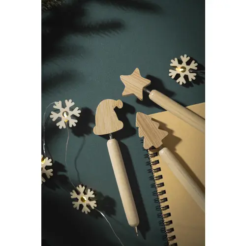 Penna a sfera natalizia in bambù refill blu