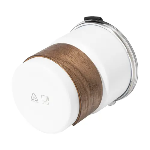 Tazza inox riciclato a parete singola con presa in legno di noce cannuccia e coperchio da 260ml