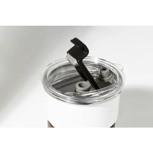 Tazza inox riciclato a parete singola con presa in legno di noce cannuccia e coperchio da 260ml