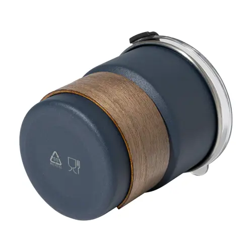 Tazza inox riciclato a parete singola con presa in legno di noce cannuccia e coperchio da 260ml