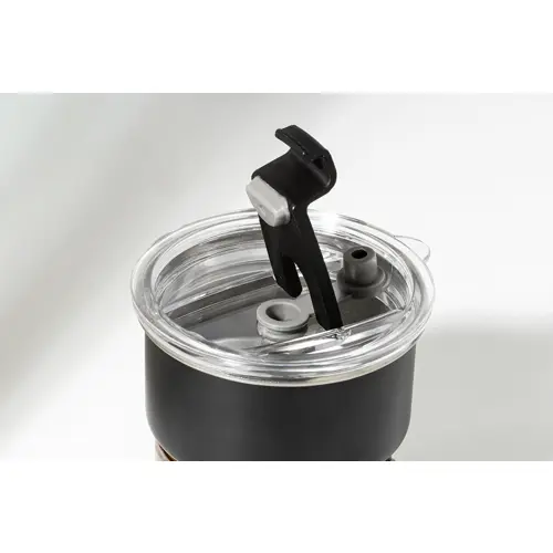 Tazza inox riciclato a parete singola con presa in legno di noce cannuccia e coperchio da 260ml