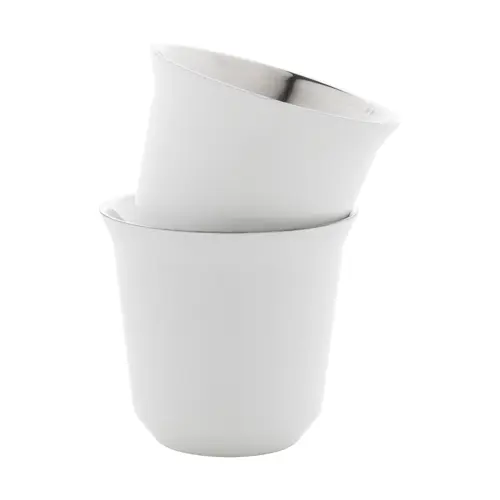 Set di 2 tazze per caffè a doppia parete in acciaio riciclato da 80ml in scatola kraft