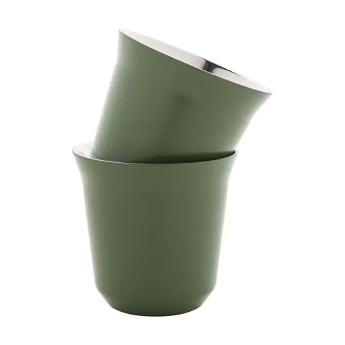 Set di 2 tazze per caffè a doppia parete in acciaio riciclato da 80ml in scatola kraft