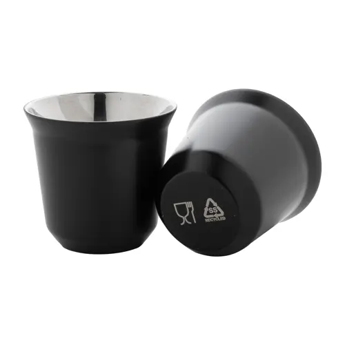 Set di 2 tazze per caffè a doppia parete in acciaio riciclato da 80ml in scatola kraft