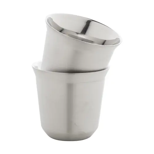 Set di 2 tazze per caffè a doppia parete in acciaio riciclato da 80ml in scatola kraft