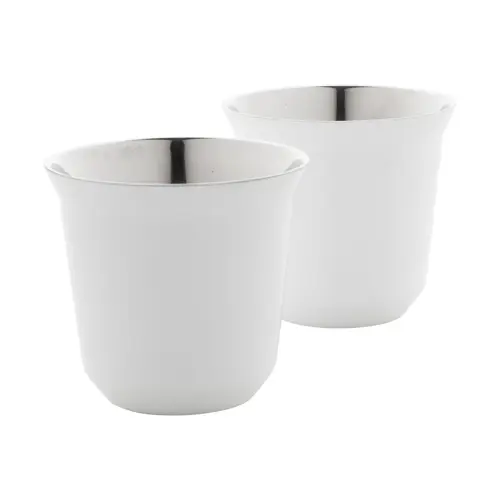 Set di 2 tazze per caffè a doppia parete in acciaio riciclato da 80ml in scatola kraft