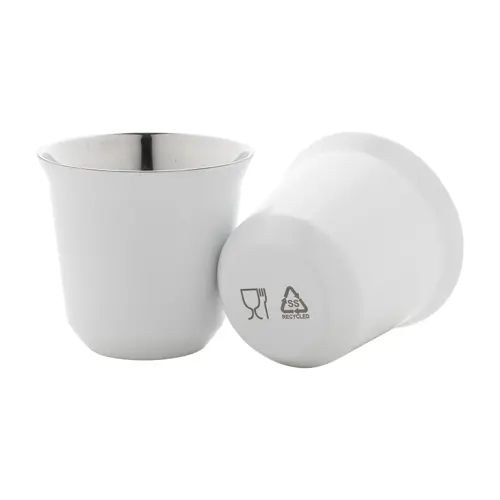 Set di 2 tazze per caffè a doppia parete in acciaio riciclato da 80ml in scatola kraft