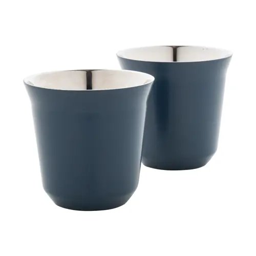 Set di 2 tazze per caffè a doppia parete in acciaio riciclato da 80ml in scatola kraft