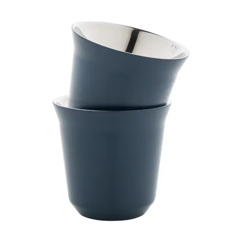 Set di 2 tazze per caffè a doppia parete in acciaio riciclato da 80ml in scatola kraft