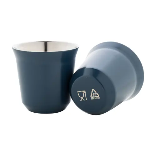 Set di 2 tazze per caffè a doppia parete in acciaio riciclato da 80ml in scatola kraft