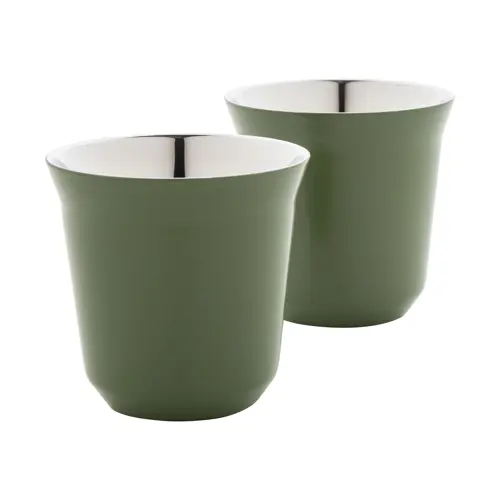 Set di 2 tazze per caffè a doppia parete in acciaio riciclato da 80ml in scatola kraft