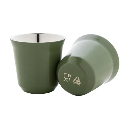 Set di 2 tazze per caffè a doppia parete in acciaio riciclato da 80ml in scatola kraft