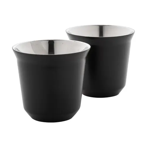 Set di 2 tazze per caffè a doppia parete in acciaio riciclato da 80ml in scatola kraft