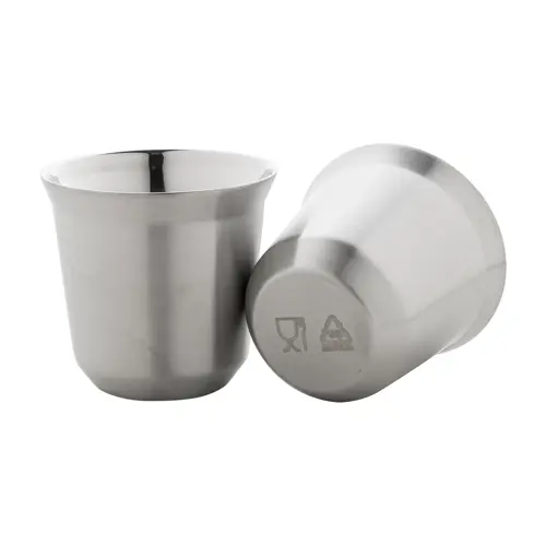Set di 2 tazze per caffè a doppia parete in acciaio riciclato da 80ml in scatola kraft