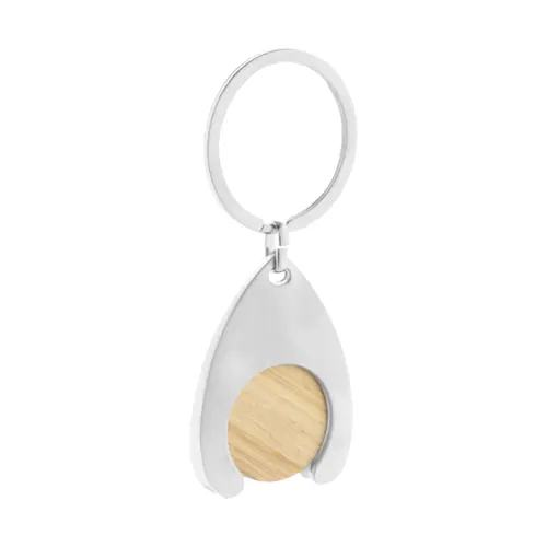 Portachiavi in metallo con gettone per carrello in bambù