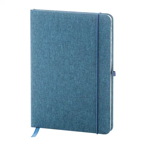 Block notes A5 con copertina in RPET e 80 fogli neutri con segnalibro e portapenna 