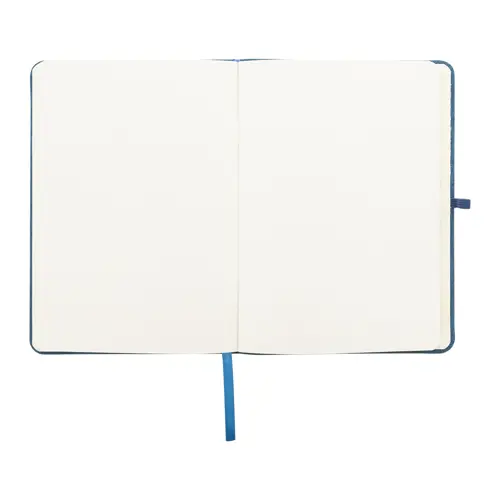 Block notes A5 con copertina in RPET e 80 fogli neutri con segnalibro e portapenna 