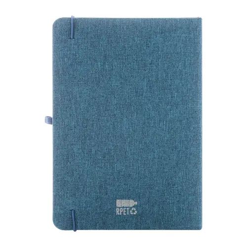 Block notes A5 con copertina in RPET e 80 fogli neutri con segnalibro e portapenna 