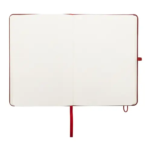 Block notes A5 con copertina in RPET e 80 fogli neutri con segnalibro e portapenna 