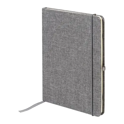 Block notes A5 con copertina in RPET e 80 fogli neutri con segnalibro e portapenna 