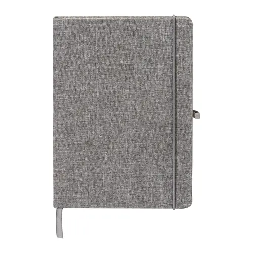 Block notes A5 con copertina in RPET e 80 fogli neutri con segnalibro e portapenna 