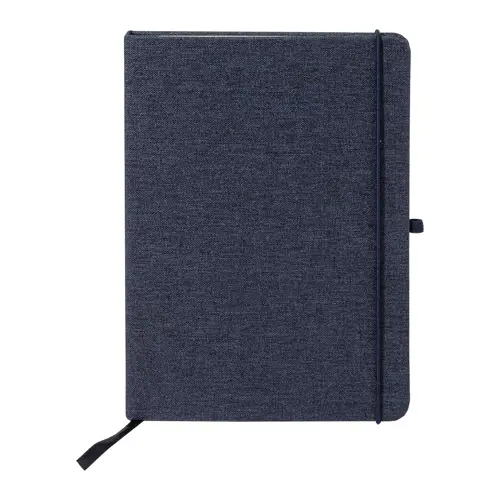 Block notes A5 con copertina in RPET e 80 fogli neutri con segnalibro e portapenna 