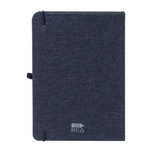 Block notes A5 con copertina in RPET e 80 fogli neutri con segnalibro e portapenna 