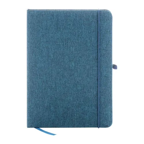 Block notes A5 con copertina in RPET e 80 fogli neutri con segnalibro e portapenna 