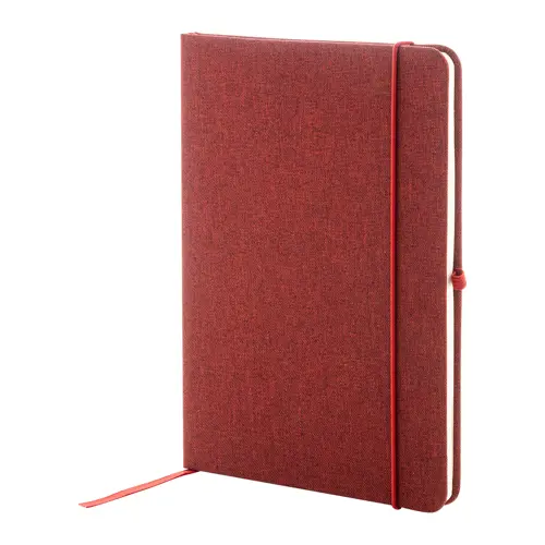 Block notes A5 con copertina in RPET e 80 fogli neutri con segnalibro e portapenna 