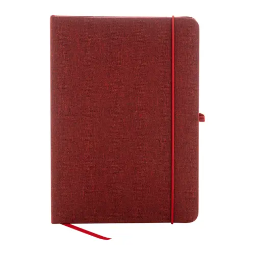 Block notes A5 con copertina in RPET e 80 fogli neutri con segnalibro e portapenna 