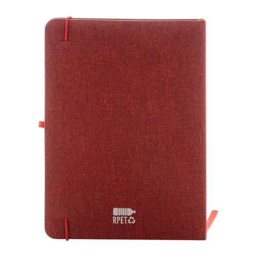 Block notes A5 con copertina in RPET e 80 fogli neutri con segnalibro e portapenna 