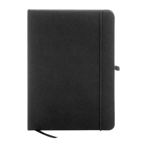 Block notes A5 con copertina in RPET e 80 fogli neutri con segnalibro e portapenna 