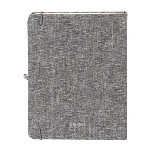Block notes A5 con copertina in RPET e 80 fogli neutri con segnalibro e portapenna 