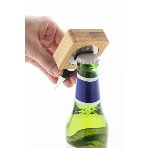 Apribottiglie e tappo vino in metallo e bambù