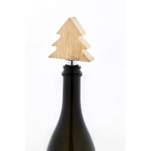 Tappo vino natalizio con decorazione in bambù a forma di albero