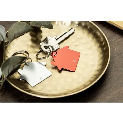 Portachiavi in alluminio riciclato a forma di casa 