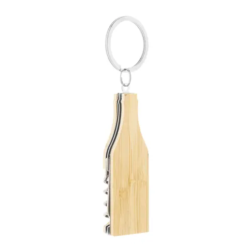 Portachiavi multi utensile a forma di bottiglia in acciaio e bambù