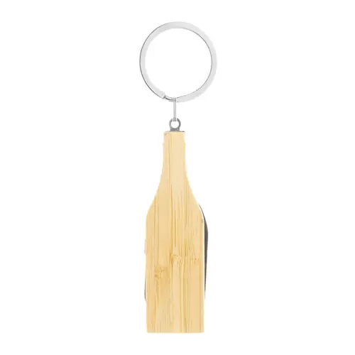 Portachiavi multi utensile a forma di bottiglia in acciaio e bambù
