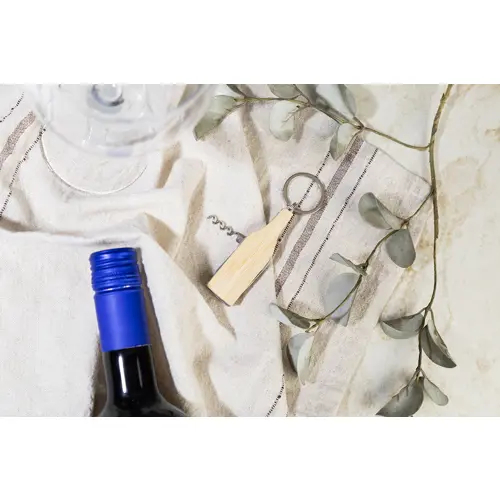 Portachiavi multi utensile a forma di bottiglia in acciaio e bambù