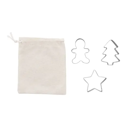 Set taglia biscotti natalizio in sacchetto di cotone
