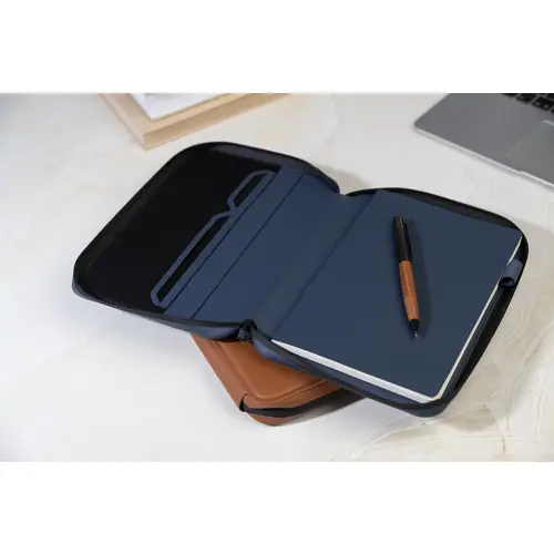 Cartella portadocumenti in Pelle PU riciclata con cerniera e blocco da 64 fogli