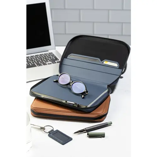 Cartella portadocumenti in Pelle PU riciclata con cerniera e blocco da 64 fogli