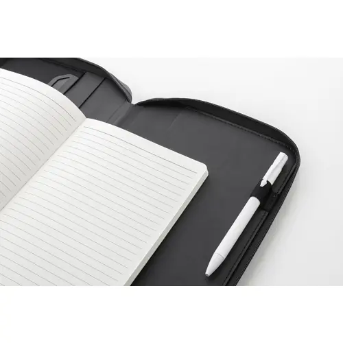 Cartella portadocumenti in Pelle PU riciclata con cerniera e blocco da 64 fogli