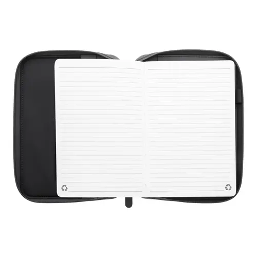 Cartella portadocumenti in Pelle PU riciclata con cerniera e blocco da 64 fogli